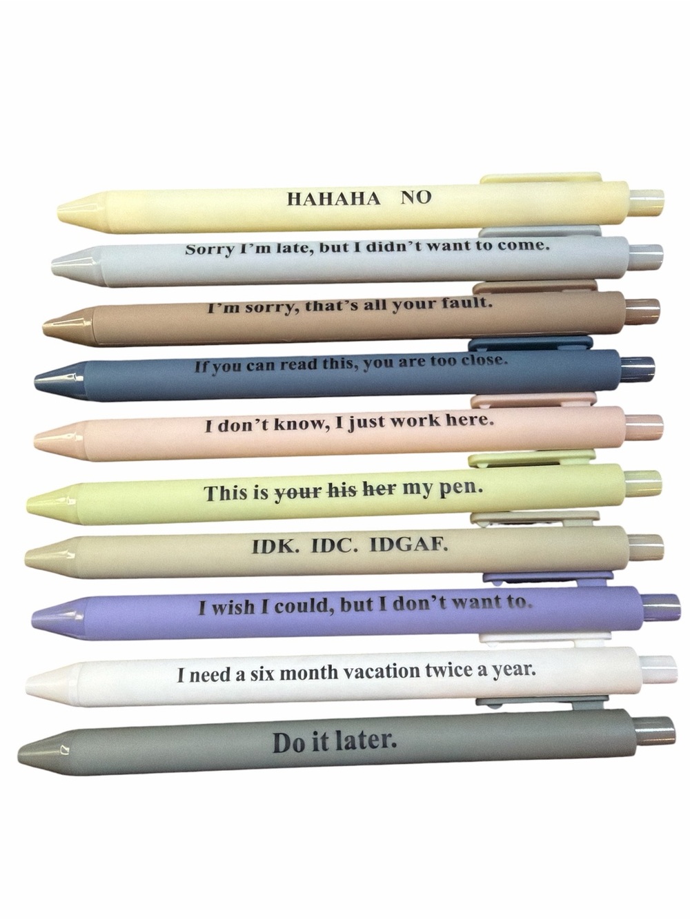 Set of 10 Funny Snarky Office Pens | Sarcastic Adult Humor | Brand New